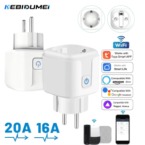 Kebidumei | KEBIDUMEI Tuya Smart Plug EU 16A/20A AC100-240V Wifi Smart Socket Power Outlet Alexa Google Home Voice Control Smart Life APP