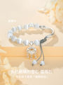 999 Pure Silver Half Bracelet Lock Charm Women's Bracelet Creative Gift Box Birthday Present for Mom Girlfriend Silver Color. 