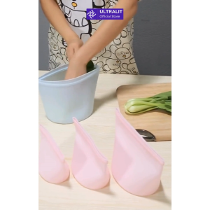 ULTRALIT Kantong Silikon - Reusable Silicone Ziplock Keep Fresh Pouch Silikon Kantong Penyimpanan Makanan Buah Sayuran Kosmetik Solusi Penyimpanan Makanan Sehat Fleksibel & Ramah Lingkungan!