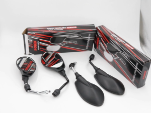 Pair of Motorcycle Side Mirrors - Chrome and Black Finishes for Your Vehicle Needs