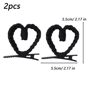 4Pcs Cute 3D Heart-Shaped Hair Clip Realistic-Looking Synthetic Hair Braided Hair Clip Girl Hairstyle Accessories