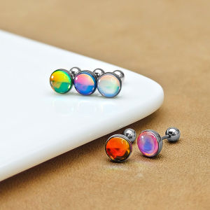 Colorful Titanium Steel Earrings Womens Sleepwear Friendly Non-removable Decorative round Fashion Jewelry for Trendsetters