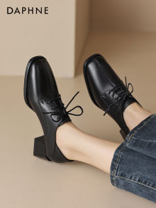 Daphne Womens Fashion Single Shoes 2025 New Autumn Winter Black High Heel Thick Heel Commute Leisure Leather Shoes