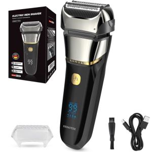 Electric Razor for Men Wet & Dry Foil Shaver with 3-Blade & Edge Shaving Area 7500 RPM High Speed Motor Digital Power Display