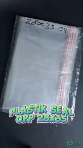 Plastik Seal OPP 28x35x04 (100 lembar) / Plastik Lem 28 x 35 x 04 Bening Rekat Kaos Baju Kemeja Celana