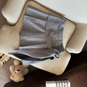 GUZILIAN | Asymmetrical Hem Pleated Mini Skirt Womens Summer Design Sense Tie Waist Cold Tone High Waist Short Skirts Korean Style