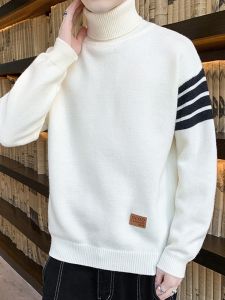 ROMON | Lormen Mens High Collar Knitted Sweater Winter Fashion Thick Warm Base Layer Shirt Urban Style Long Sleeve Loose Fit Top