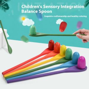 Montessori Rainbow Wooden Spoon Sensory Toy Color Matching Balance Game Kid Early Educational Wooden Toy Preschool Teaching Aids