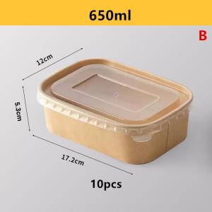 C 10PCS/Set Disposable Lunch Box Kraft Paper Square Lunch Box Fast Food Packing Boxes Paper Bowls With Lid Household Bento Boxes