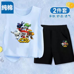 Super Wings Clothes Kids Vest Pure Cotton Summer Thin Sleeveless for Boy T-Shirt Baby Boy Summer Clothes Tops Fashion