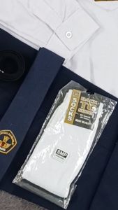 setelan seragam sekolah smp putih biru laki-laki panjang kelas 1-3 topi biru putih