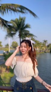 🌈 SpinnyHouse สม็อคปาดไหล่ ครอปแขนสั้น น่ารักรับซัมเมอร์ ใส่เที่ยว ออกงานได้หมดค่า เปิดไหล่แบ๊วๆ รุ่น, บับเบิ้ลแขนสั้น