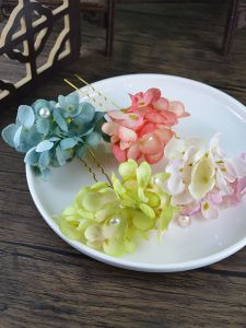Original Design Hanfu Silk Flower Hairpin Tang Style Embroidered Ball Flower Hair Accessory U-Shaped Clip Traditional Costume Photography Props