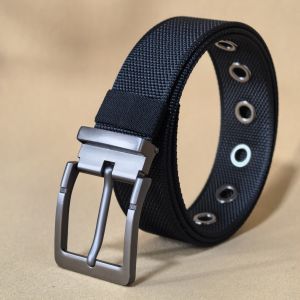 Mens Pin Buckle Canvas Belt Length Can Be Cut Non-perforated Woven Pants Belt Casual Cargo Pants Belt for Men