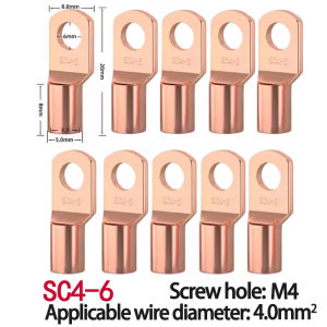 10PCS Copper Lug Ring Wire Connectors Bare Cable Electric Crimp Terminal SC4-6 SC6-6 SC6-8 SC10-6 SC16-6 SC16-8 SC25-8