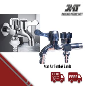 JHT Keran Air Tembok Dobel 1/2 inch Wastafel Mesin Cuci Shower Taman