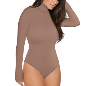 High Neck Long Sleeve Jumpsuit Solid Color Fitted Street Style mid Waist Short Pants Online Exclusive Spring 2022 Regular Thickness