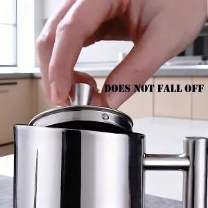 JUSTINLAU 500/700ml 304 Stainless Steel Long Mouthed Oil Pot Silver Large-capacity Oil Pot Suitable for Household Use