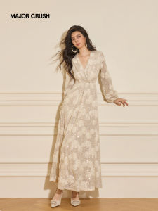 Celebrities Choice Beaded Embroidery Dress Party Long Dress