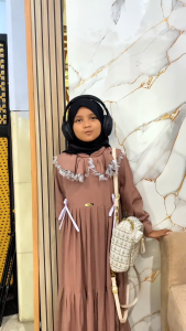 AKFAS - Gamis Anak Perempuan Hijab Syari Pink Usia 1-13 Tahun Bahan Katun Lembut Nyaman Dipakai