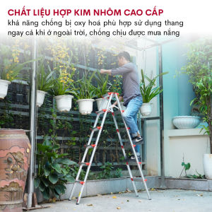 Thang nhôm gấp chữ A 5 bậc cao 122M nhập khẩu FUJIHOME thang ghế gia đình xếp gọn đa năng chính hãng bảo hành 2 năm