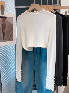 JIANDIYA | Stand Collar Ruffled Decorative 2025 Autumn Winter Sweater