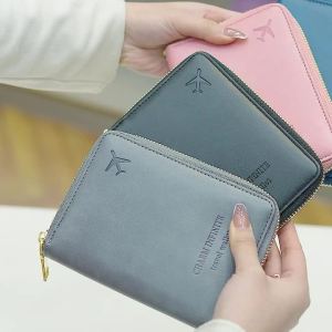 RFID Blocking Passport Holder Short Document Bag Multifunctional Creative Aircraft Travel Wallet Fashion Zipper Wallet