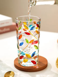 SunKnight Crystal Glass Cup Whiskey Drinking Glasses Colorful Painted Design Home Use Glassware Simple Style Universal Cup