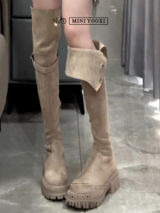 รองเท้าบูทหนังหุ้มข้อส้นสูงครึ่งแข้งทรงหัวมนสำหรับผู้หญิง ฤดูใบไม้ร่วง/ฤดูหนาว รองเท้าบูทแฟชั่นสำหรับผู้หญิง ทรงหัวมน ส้นสูงปานกลาง วัสดุหนังวัว