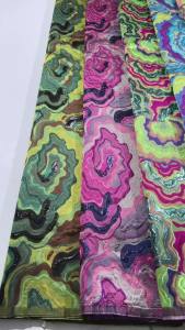 High-Quality Jacquard Brocade Lace Fabric - Shiny Multicolor Wavy Design for Fashion Garment & Craft Projects