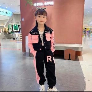 Bộ Đồ Thể Thao Hai Mảnh Thời Trang Xuân Thu Cho Bé Gái Bộ Đồ Cotton Pha Trộn Thường Ngày Cho Bé Gái Trung Niên Và Lớn