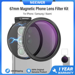 NEEWER 67mm Magnetic Phone Lens Filter Kit Bộ lọc ống kính điện thoại từ tính kẹp trên HD có thể thay đổi ND2-ND32 Bộ lọc điện thoại