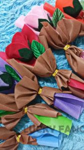 BUNGA BUCKET MAWAR FLANNEL TANGKAI SINGLE BOUQUET SPUNBOND ISI 3 PCS BUKET TERMURAH