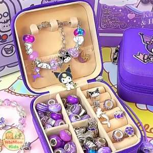 Bộ Charm Kuromi Handmade Tạo Vòng Tay Vòng Cổ | Hộp Nhung 66 Món Siêu Đẹp Giúp Bé Sáng Tạo Trang Sức Đầy Cá Tính