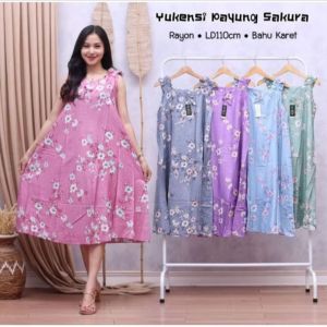 Gaun tidur yukensi daster yukensi payung bahu karet gaun tidur yukensi daster rayon adem