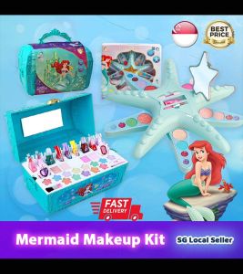 【SG Ready Stock】Mermaid Kids Non-toxic Make-up Kit🌸Children Pretend Play Toy Set👍Starfish Cosmetic Case✅Treasure Box Makeup Case✅Water Soluble✔️Safe for Kids✔️Nail Polish💅Eye Shadow✔️💄Blush✔️Glittering Eyeshadow✔️