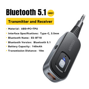 Essager 2-in-1 Bluetooth Audio Transceiver 5.3 3.5mm AUX Adapter Wireless Stereo Music for Car TV Earphone