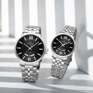 NAVIFORCE นาฬิกาข้อมือสำหรับผู้ชายสแตนเลสสตีลปฏิทินเรืองแสง30เมตรกันน้ำได้แบบลำลอง NF9238G นาฬิกาสำหรับผู้ชาย