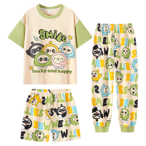 Bộ đồ ngủ MiiOW cho bé trai làm  vải cotton thoáng khí thấm hút mồ hôi in họa tiết hoạt hình