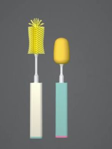 แปรงล้างชุด 2in1 ขนกระชาย แปรงซิลิโคน ชุดแปรงซิลิโคน หมุนได้ 360 องศา แปรงล้างแก้ว สำหรับซิลิโคน ชุดแปรงทำความสะอาด แปรงฟองน้ำ