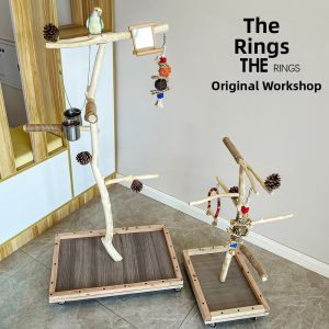 Large Parrot Standing Pole Wooden Floor Standing Training Bird Stand Platform Cage Accessories Original Wood Wind Pole Station