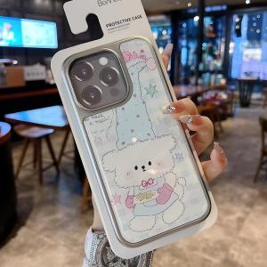 Lace Bear Design Phone Case for Apple Series iPhone 16 Breathable Half Cover Protective Shell Womens Style Lightweight Gradient Color