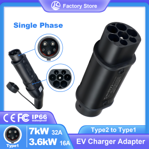 Kolanky Type 2 To Type 1 EV Charging Adaptor 32A 7.2KW IEC 62169 Female Plug To Sae J1772 Male Socket Charging Electric Vehicle