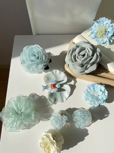 Kẹp tóc hoa màu xanh rừng phụ kiện tóc cho phụ nữ kỳ nghỉ bãi biển mùa hè kẹp tóc hoa kẹp tóc phụ kiện tóc