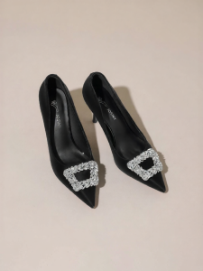 Josiny | Versatile Comfortable Black Red-Sole Stiletto Heels Pointed Toe Pumps