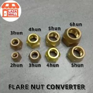 AIRCOND BRASS FLARE NUT CONVERTER / 3HUN x 2HUN / 4HUN x 3HUN / 5HUN x 4HUN / 6HUN x 5HUN FOR INSTALLATION COPPER PIPE