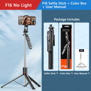 F16 Selfie Stick Tripod with 1708mm Long 8-Section Pole Bluetooth Remote 360° Rotation 1/4 Interface for Phone Camera Vlog