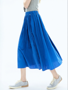 Juicy Couture | 100% Cotton A-line Blue Midi Skirt