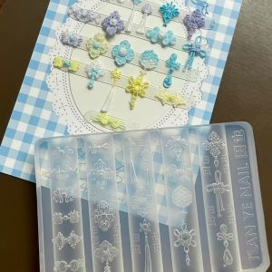 other | Chinese Style Butterfly Retro Pattern Buttoned Silk Knot Precision Artistic 3D Relief Transparent Silicone Nail Art Mold