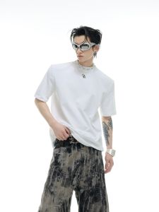 ArguE CulturE Modal Diamond Pearl Collar Patchwork Design Short Sleeve Simple High-End T-Shirt Summer Loose Fit Youth Fashion